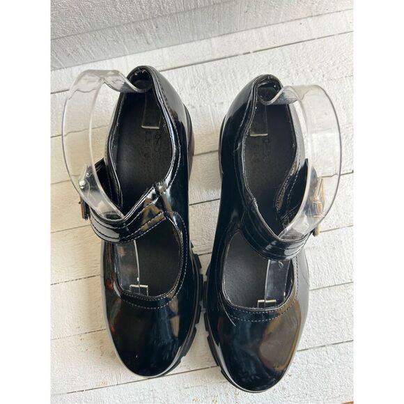 ASOS DESIGN Black Patent Chunky Mary Jane Platform Shoes Buckle Strap Grunge Y2K - Picture 6 of 9